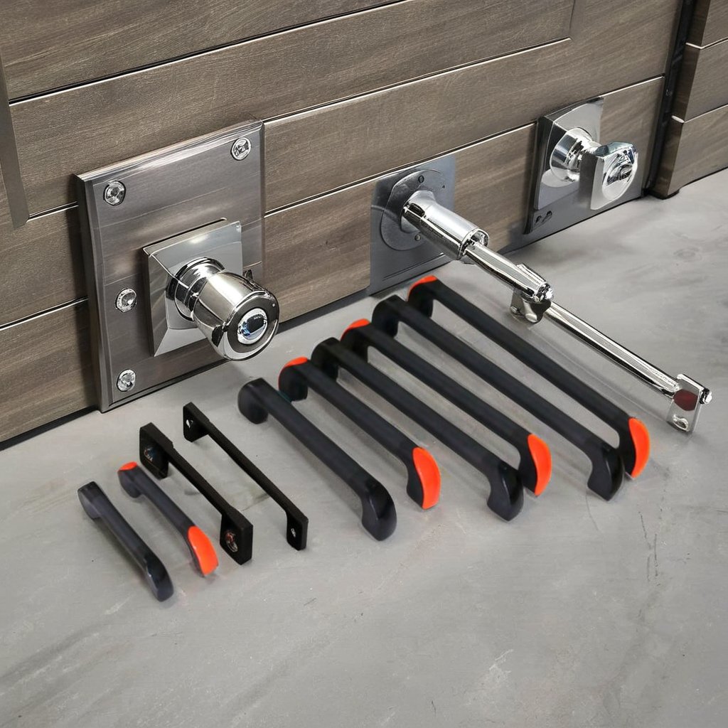 Heavy Duty Black Handle Grips for Bus and Railway Durable Pull Handles Hardware for Industrial Cabinets