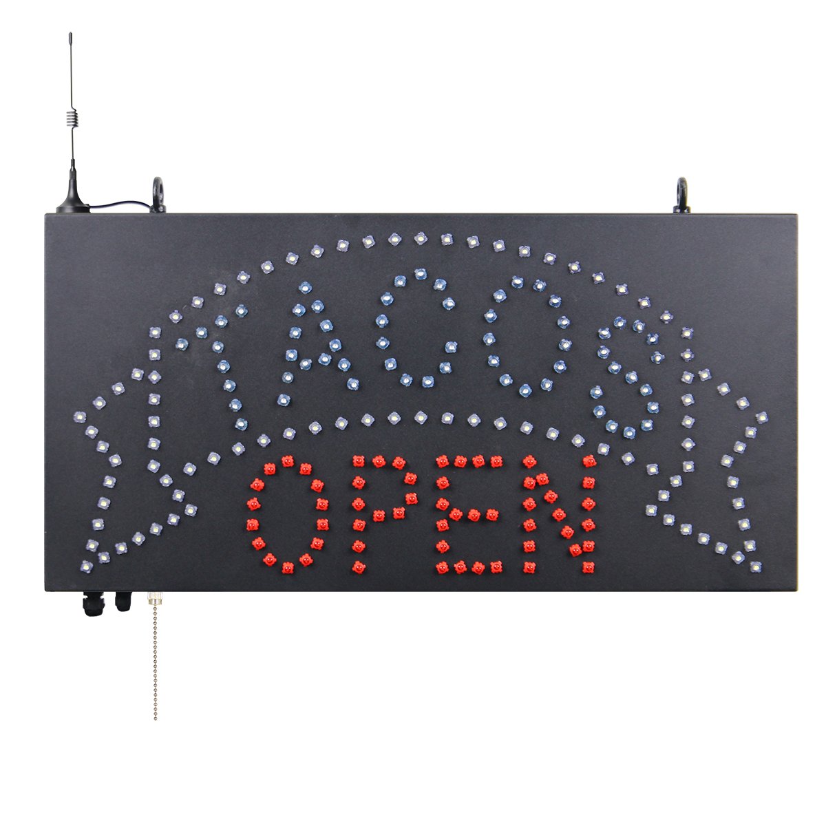 12*24Inch High Bright Custom TACOS OPEN Sign, Outdoor Led Fast Food Restaurant Store Signboard with Remote Control