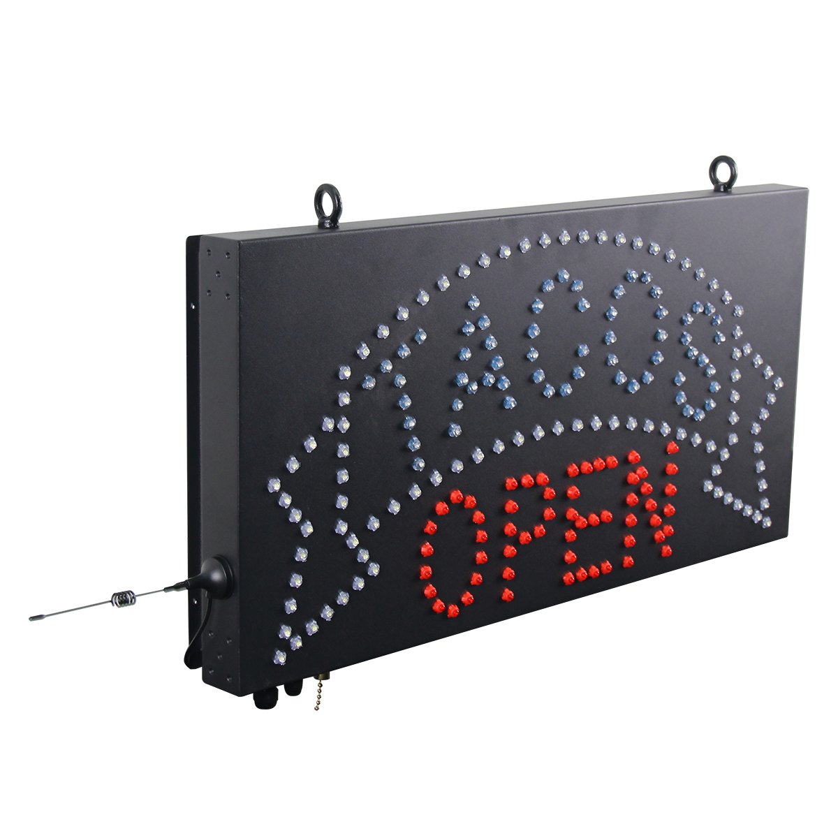 12*24Inch High Bright Custom TACOS OPEN Sign, Outdoor Led Fast Food Restaurant Store Signboard with Remote Control
