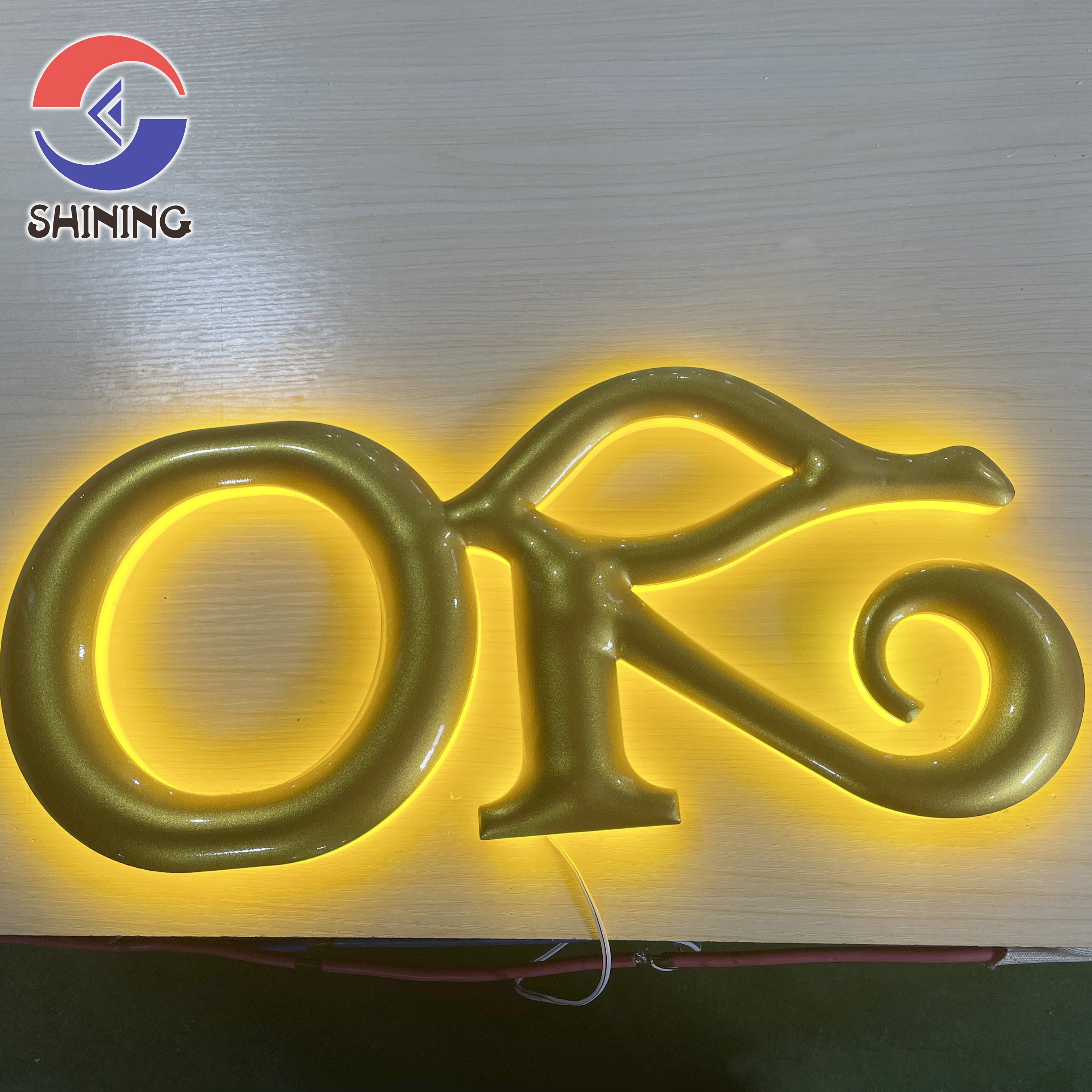 Shining Sign Channel Letters Custom Stainless Steel Painted Mirror Gold Color Back Light Letters for Company Wall Name Art