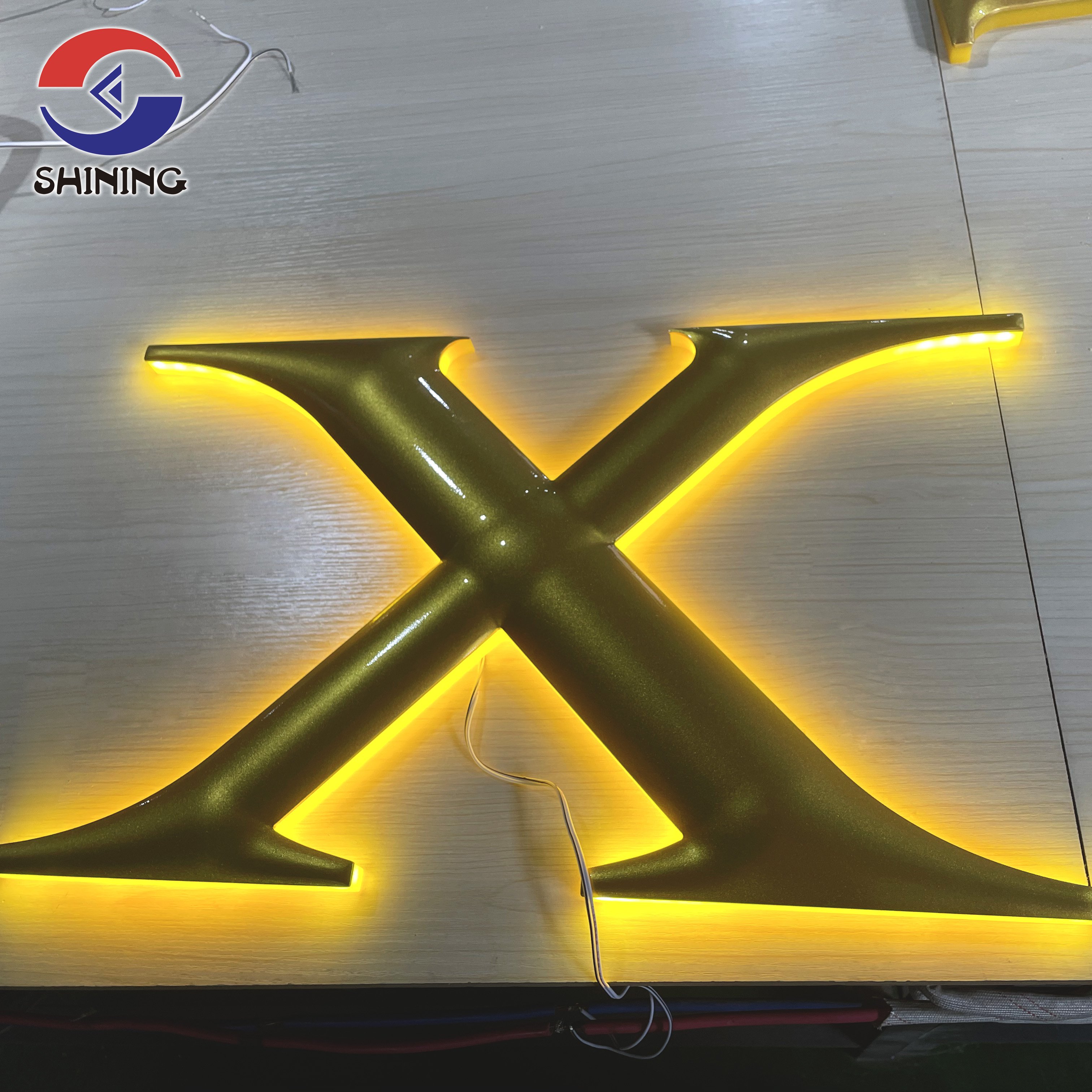 Shining Sign Channel Letters Custom Stainless Steel Painted Mirror Gold Color Back Light Letters for Company Wall Name Art