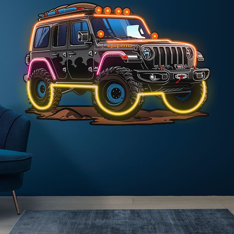 Creative LED Decorative Lights Unique Car Ambient Lights Car Black Jeep Neon Signs Lights Decoration