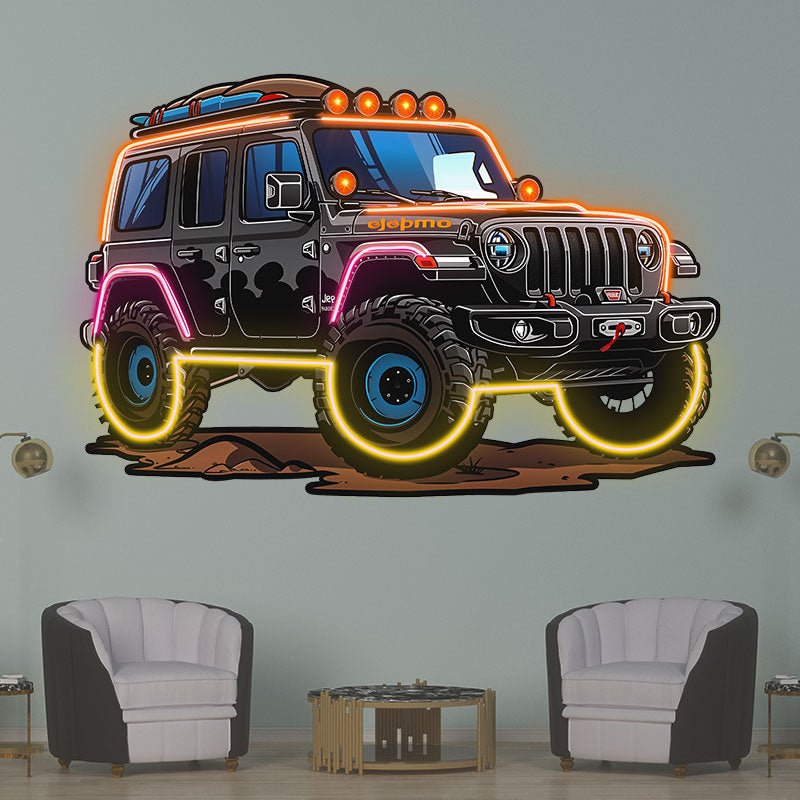 Creative LED Decorative Lights Unique Car Ambient Lights Car Black Jeep Neon Signs Lights Decoration