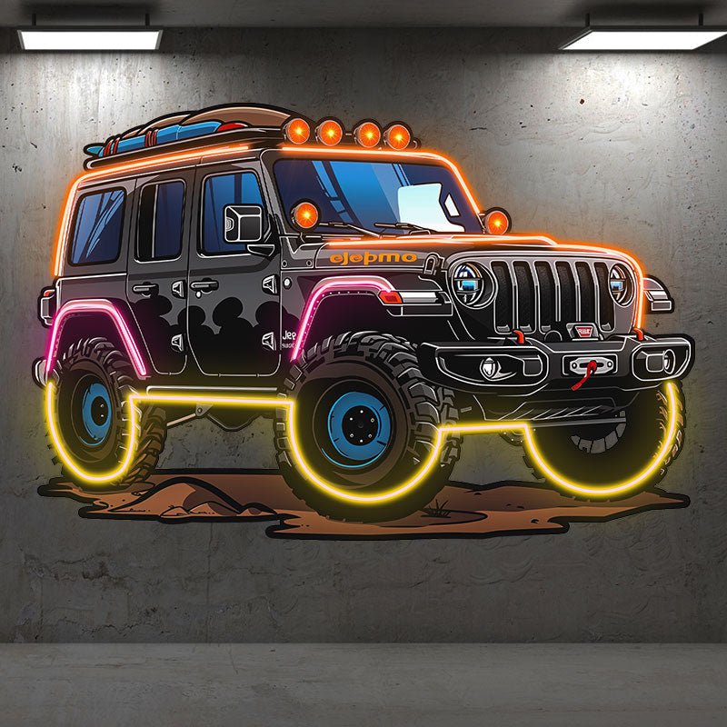 Creative LED Decorative Lights Unique Car Ambient Lights Car Black Jeep Neon Signs Lights Decoration