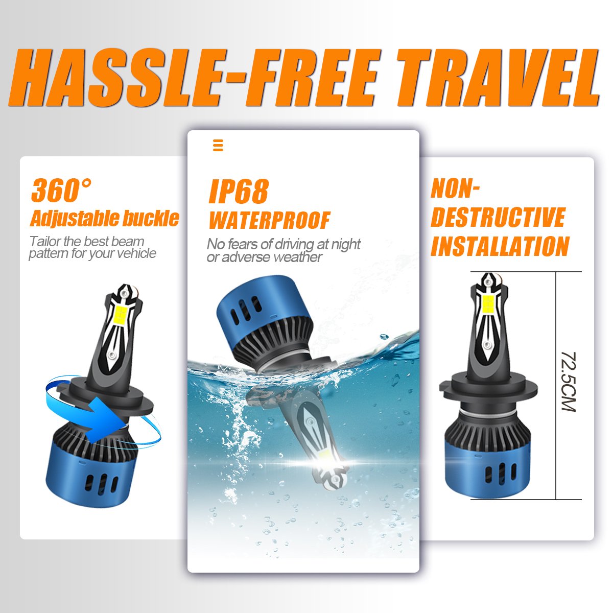 AKE R11 9004 Led Headlight Bulb 6000K 7000Lm Hi-low Beam Foco Led H1 H3 H4 H7 H11 880 5202 9005 9006 9007 9012 Car Led Lights