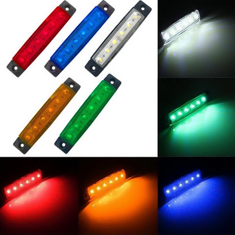 Yellow Red White Car External Lights 12V 6 SMD LED Auto Car Bus Truck Wagons Side Marker Indicator Trailer Light Rear Side Lamp