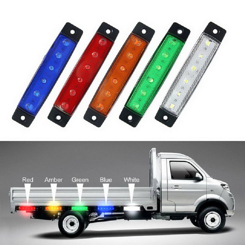 Yellow Red White Car External Lights 12V 6 SMD LED Auto Car Bus Truck Wagons Side Marker Indicator Trailer Light Rear Side Lamp