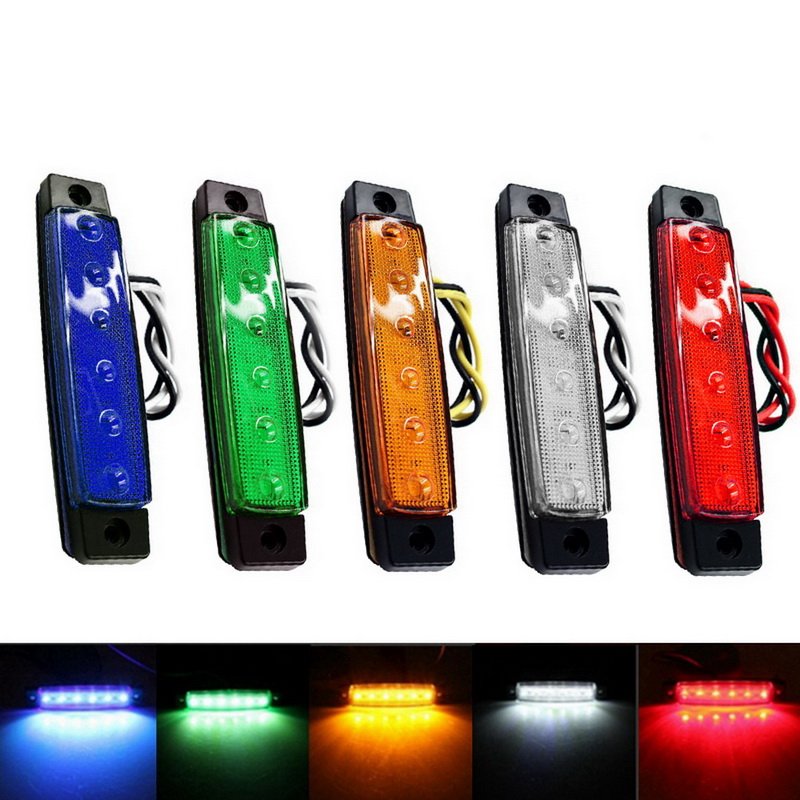 Yellow Red White Car External Lights 12V 6 SMD LED Auto Car Bus Truck Wagons Side Marker Indicator Trailer Light Rear Side Lamp