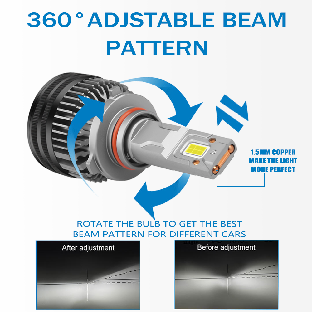 T8 200W 50000LM Led Light H4 H11 Double Copper Tubes H8 H7 LED Bulb 9005 9006 Car Auto H7 Led 12V H4 LED Car Headlights Bulb