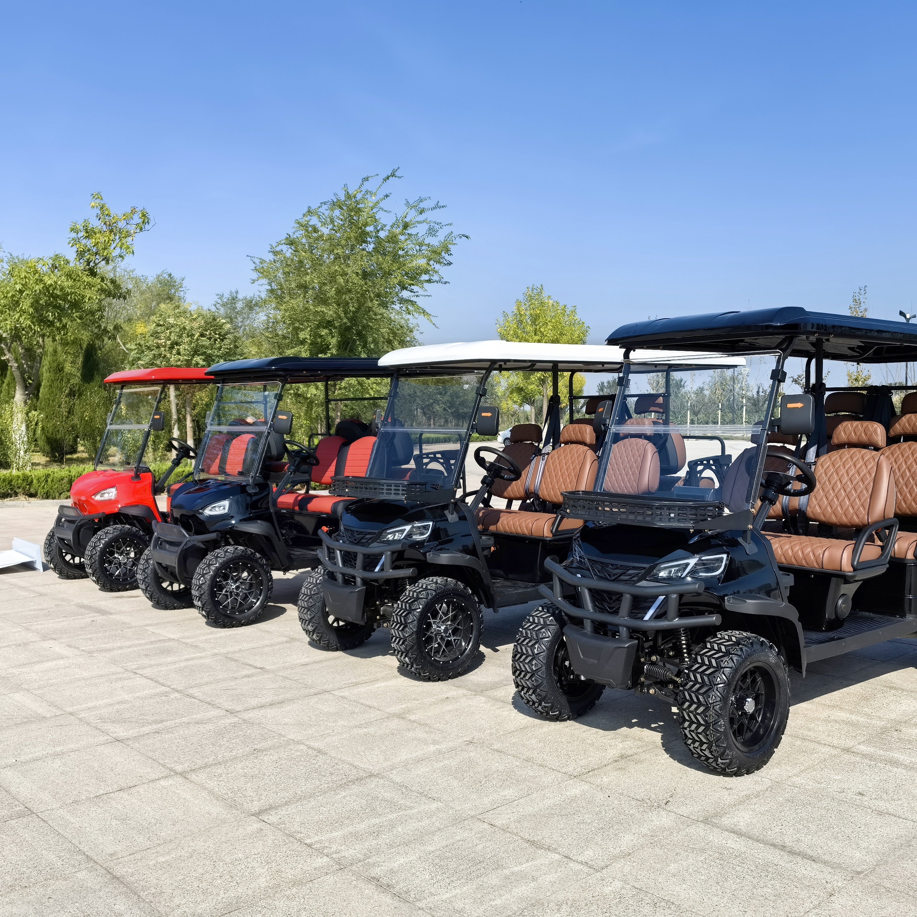 60/72V New Style Modern Fashion 2025 Brand Design 4/6 Seat Sightseeing Bus Club Cart Electric Golf Buggy Hunting Cart
