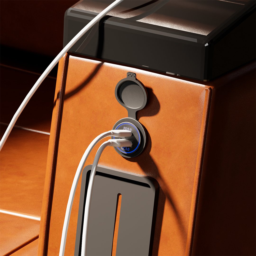 Dual Usb Quick Charger Power Socket 12V/24V Qc3.0 Pd3.0 12V Usb Outlet for Car Golf Cart Boat Bus Truck Marine Motorcycle
