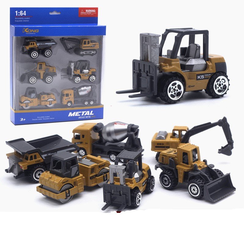 Sliding Back Alloy Metal Car Toy Set Die-casting Off-road Vehicle Fire Truck Police Car Classic Car Pickup Model