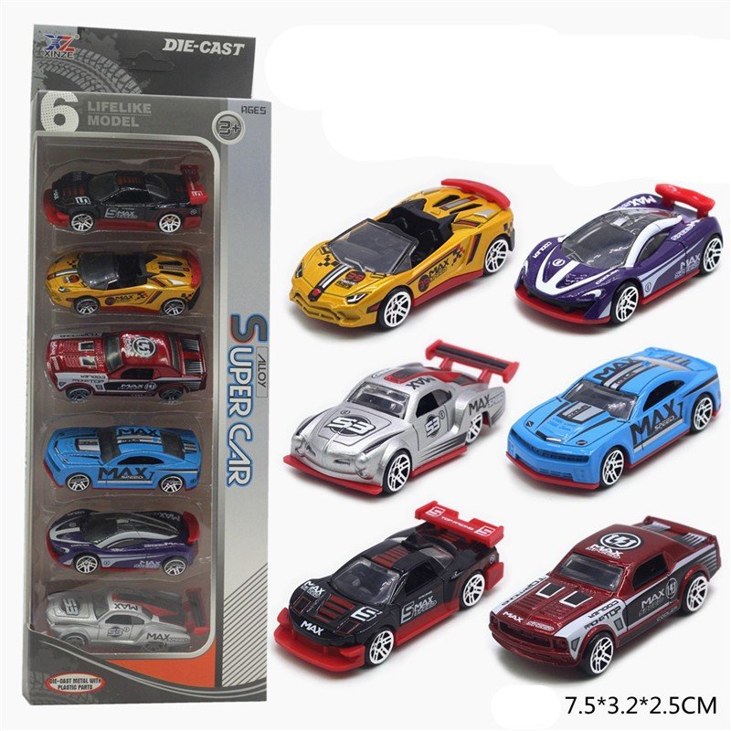 Sliding Back Alloy Metal Car Toy Set Die-casting Off-road Vehicle Fire Truck Police Car Classic Car Pickup Model