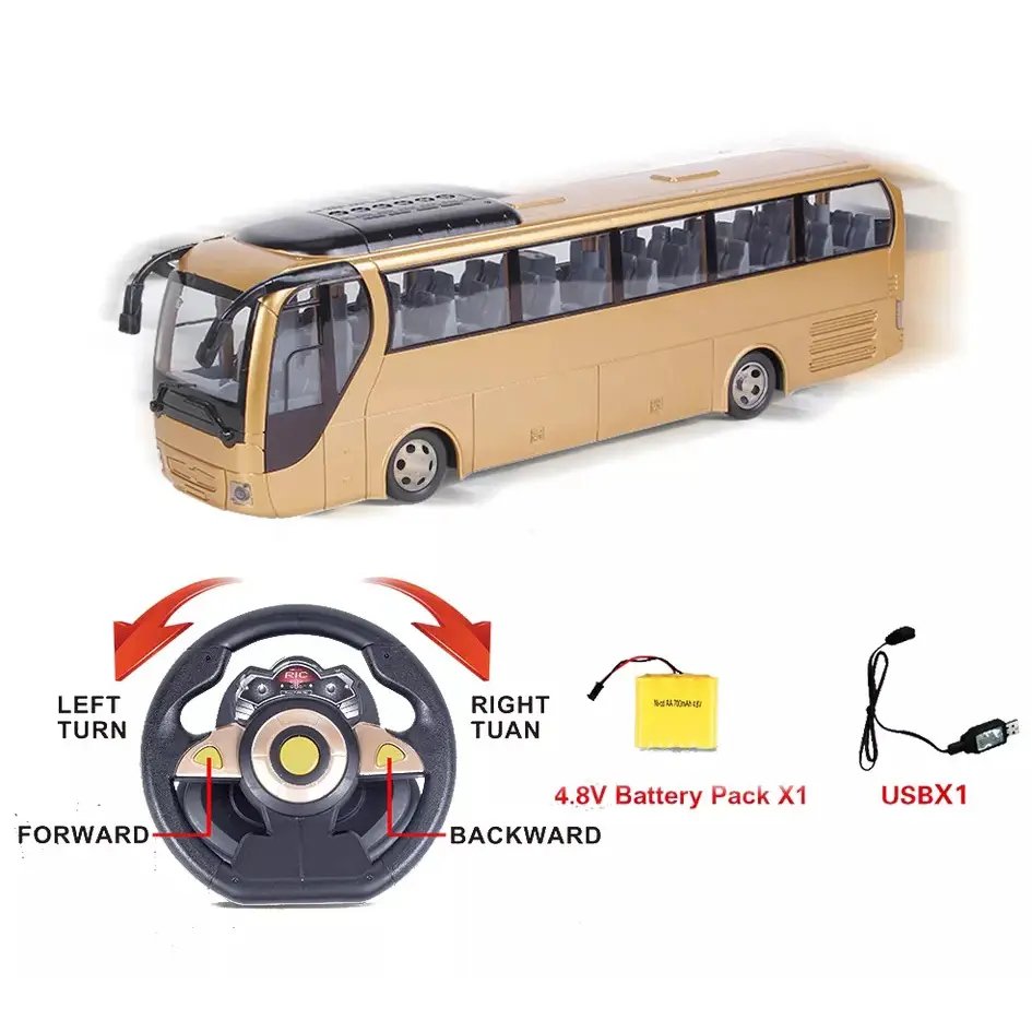 High Quality 4ch Radio Control Toy Car Model Steering Wheel Rc Toy Bus for Kids