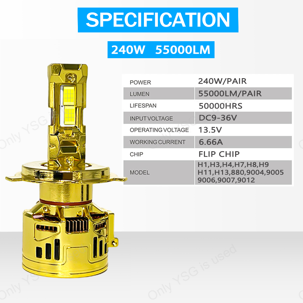 Contact Me for $10,000 H4 Led Headlight Double Copper Tube 240w 55000lm Led Headlights for Accord Led H4 Low Beam Led Headlights