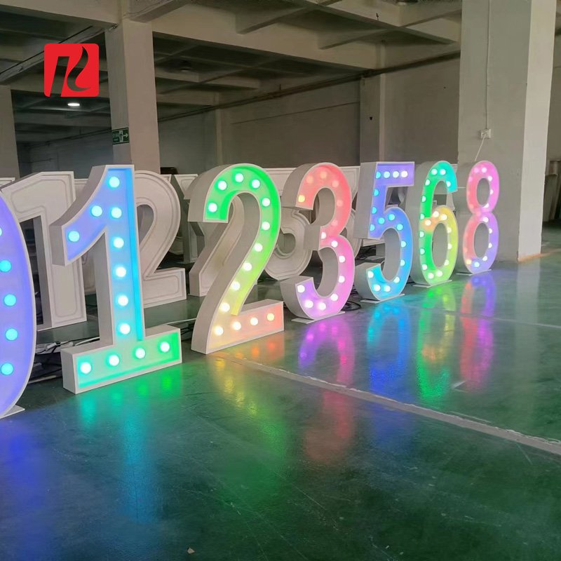 Kexian Custom 4ft 5ft Large Metal Light up Bulb Letter Baby Love Marry Me LED Marquee Letters