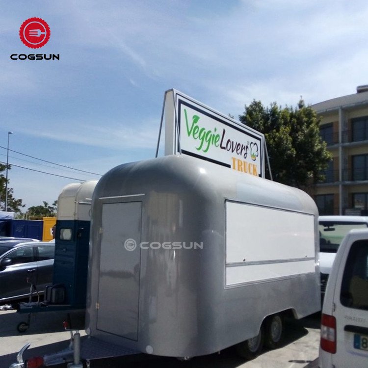 Outdoor 4 Wheel Fast Food Kiosk Frozen Customized Ice Cream Food Truck Mobile Bar Stainless Steel Fruit Shape Snack Trailer