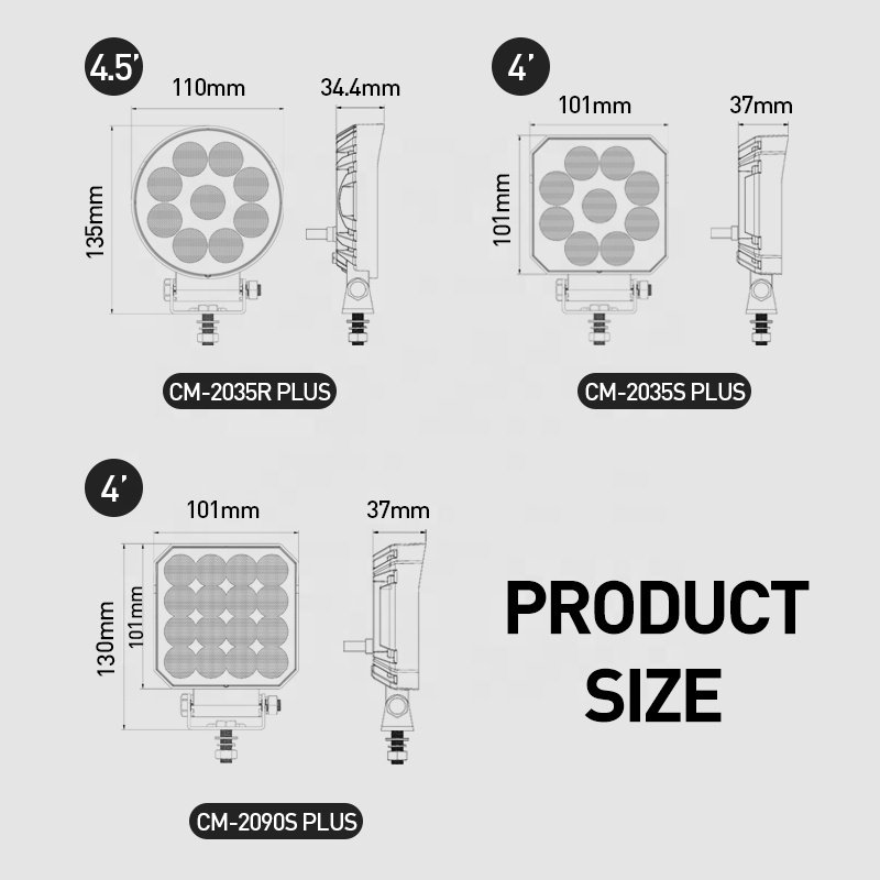 4 Inch square Offroad Car Work Light Others Car Light Accessories 20W Led Work Light for Truck