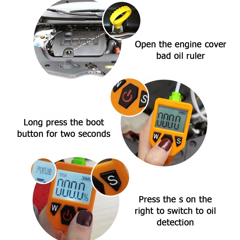 Car Truck Bus Engine Oil Tester for Auto Check Oil Quality Detector LED Display Gas Analyzer Car Testing Tools Mini Portable