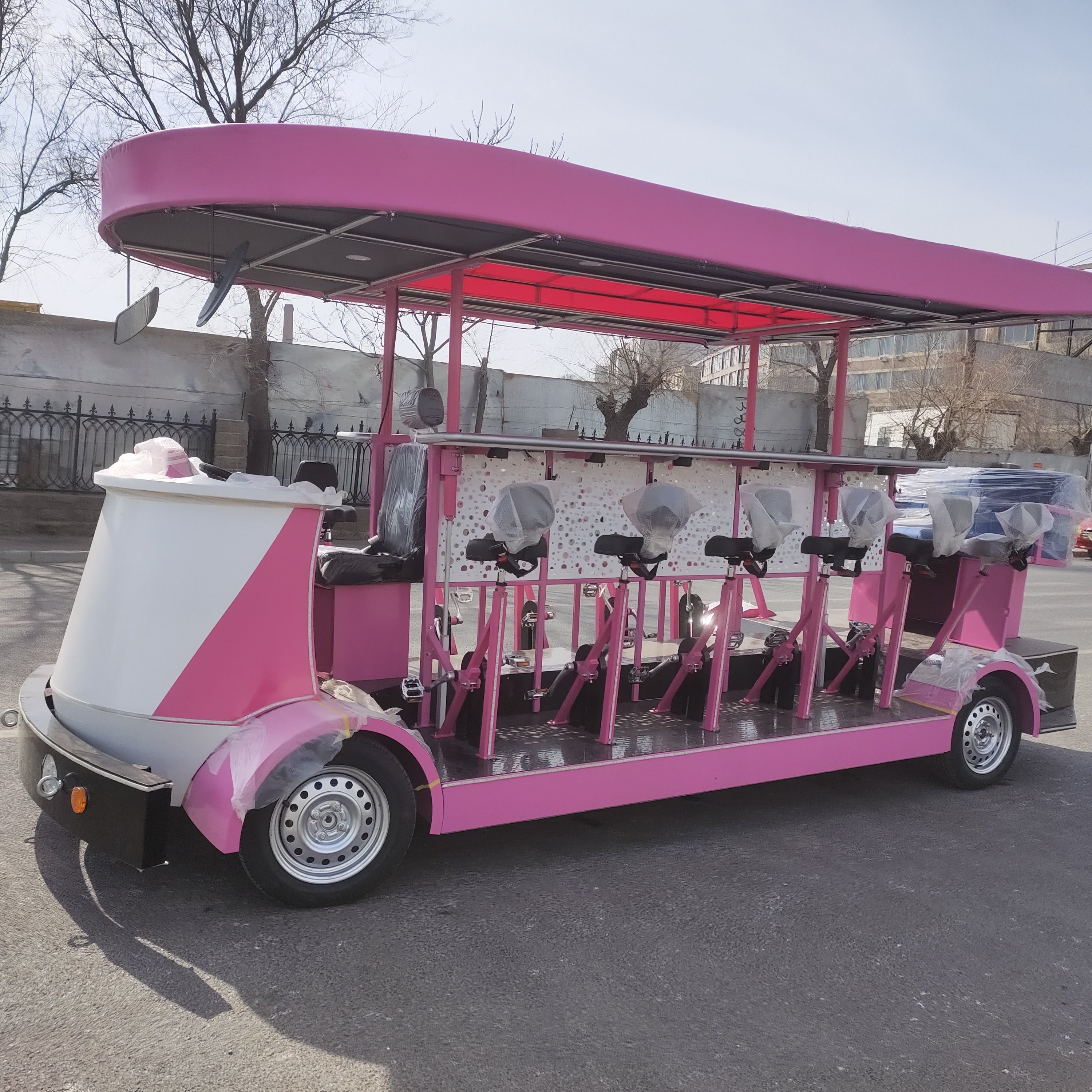 Electric Party Pedal Pub Car 16 Seats Bar Cart Mobile Sightseeing Bus 16 Bike Electric beer bike