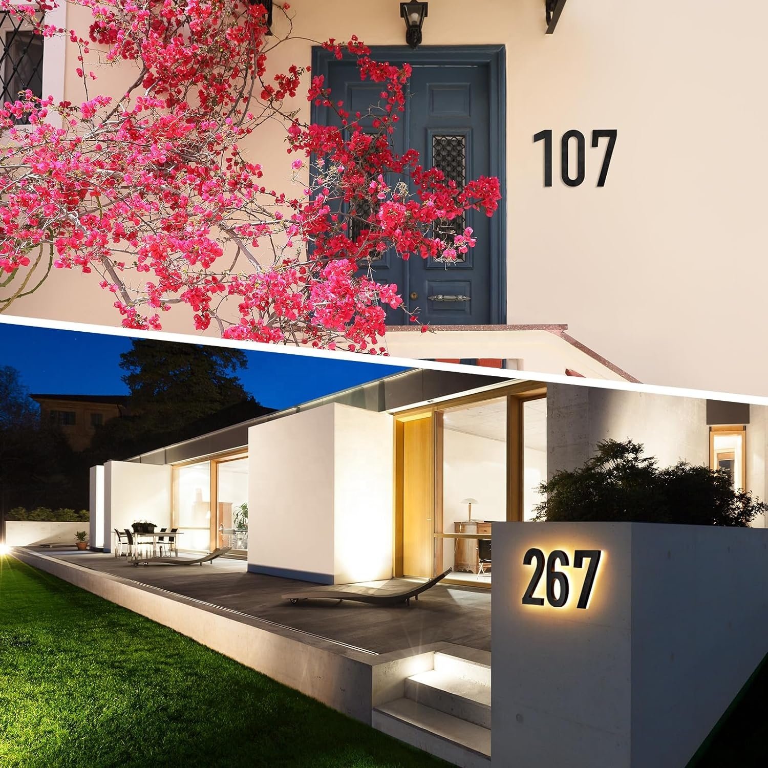 Newest 3D Solar Powered Wall Mounted Stainless Steel Solar House Number Light Letters for Home Decor and Car Advertising