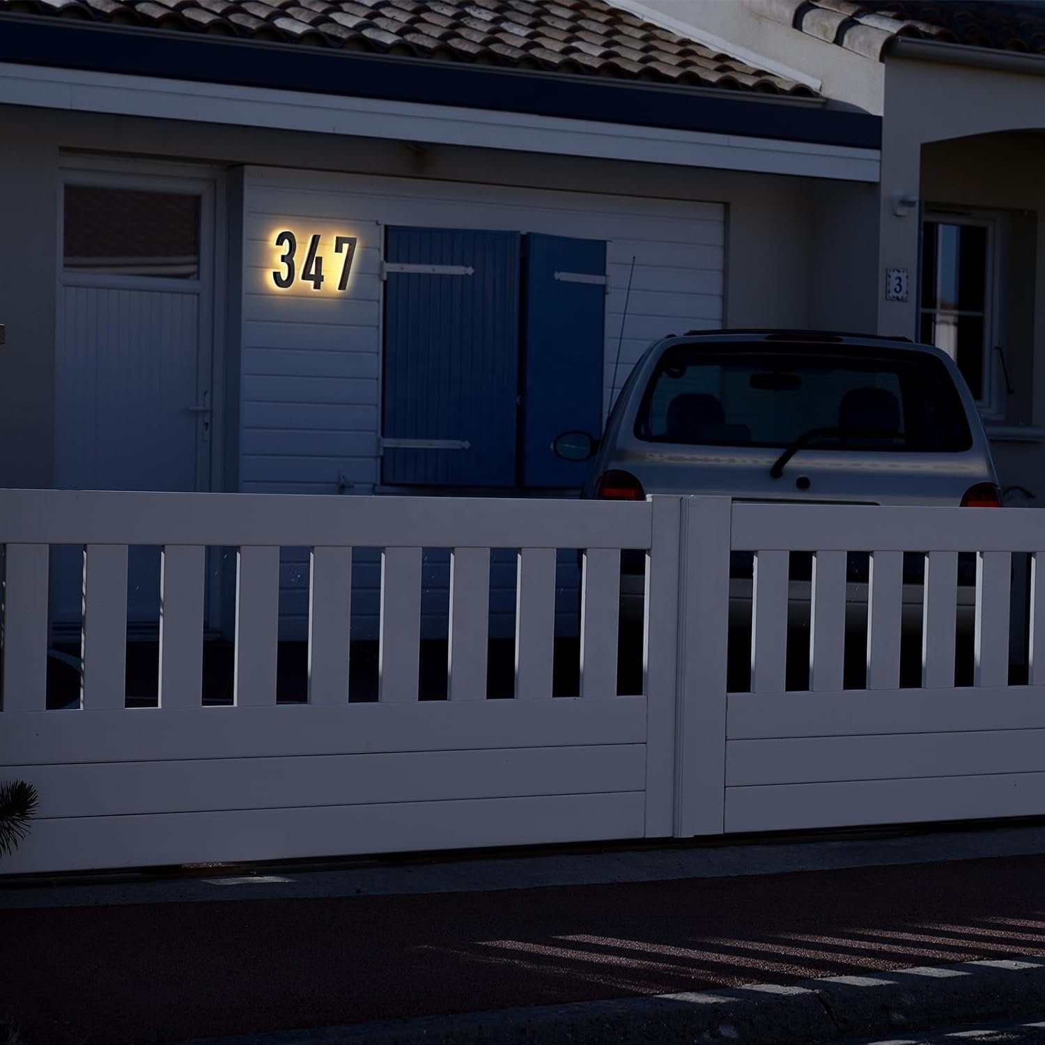 Newest 3D Solar Powered Wall Mounted Stainless Steel Solar House Number Light Letters for Home Decor and Car Advertising