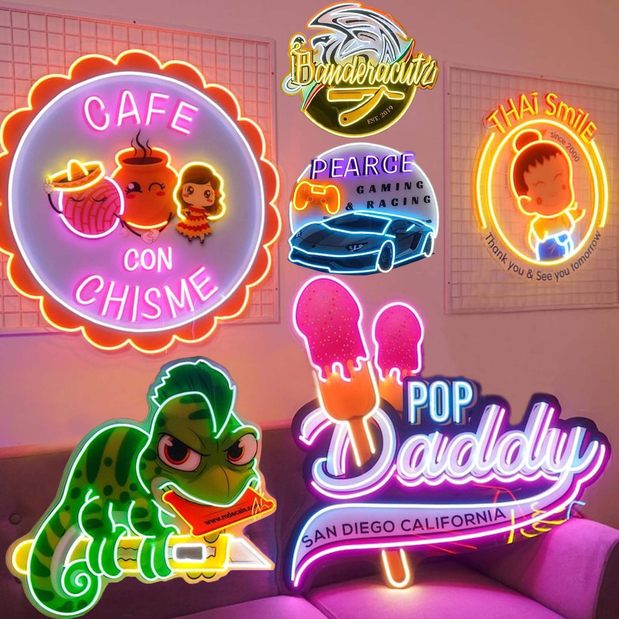 Acrylic Laser Cut Letter Logo for Indoor/Outdoor Home Office Bar Reception Salon Advertising & Decoration Light Source Lamp