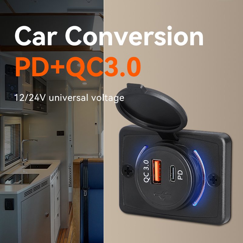 Wholesale Bus Charger 12V Dual Usb Socket for Car Bus Boat 24V Usb Connector Usb-C Panel Mount Connector