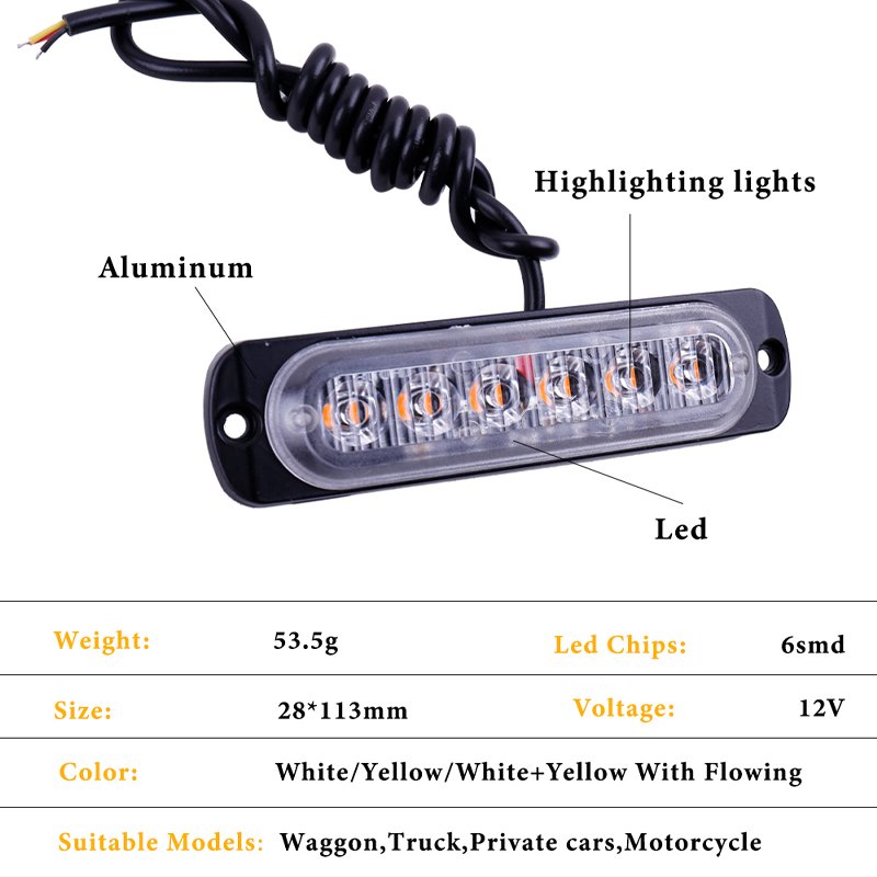 6 LED Warning Light Side Marker Light LED Clearance Indicator Light for Truck Trailer RV Car Boat Bus Lorry 12-24V Wate