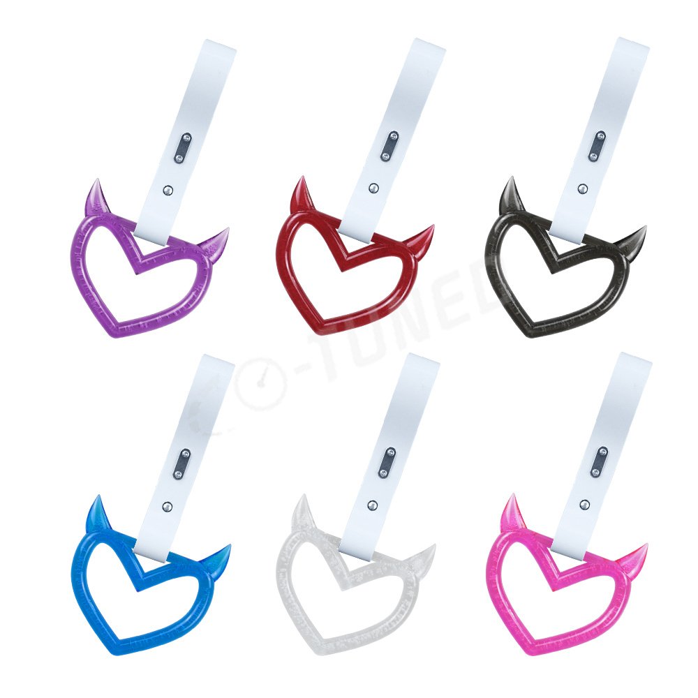 Devil Heart Shaped Tsurikawa Ring Bubble Crystal PVC Belt JDM Racing Train Bus Handle Hand Strap Drift Charm Strap Drift Ring