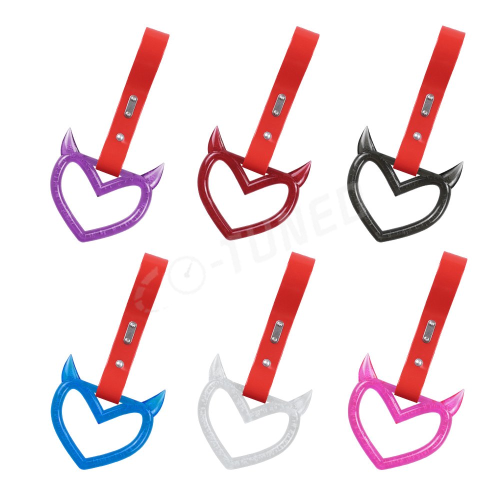 Devil Heart Shaped Tsurikawa Ring Bubble Crystal PVC Belt JDM Racing Train Bus Handle Hand Strap Drift Charm Strap Drift Ring