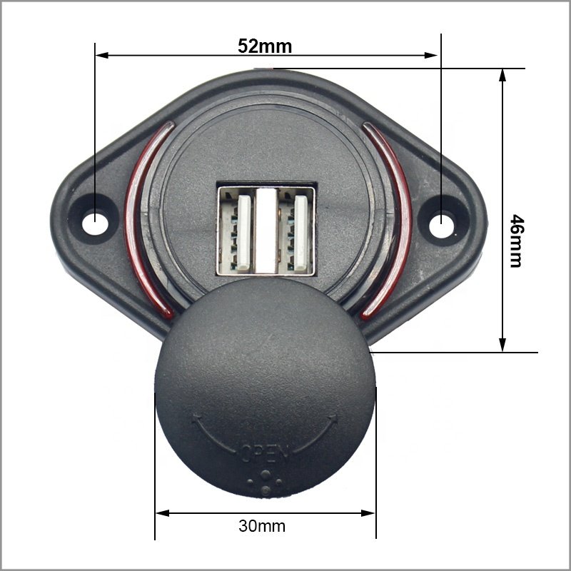 24V 3.1A Flat Surface Panel Mount Car Seat Dual USB Bus Charger Socket