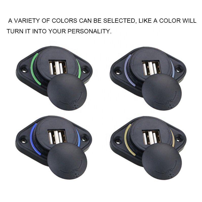 24V 3.1A Flat Surface Panel Mount Car Seat Dual USB Bus Charger Socket