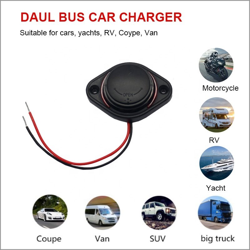 24V 3.1A Flat Surface Panel Mount Car Seat Dual USB Bus Charger Socket
