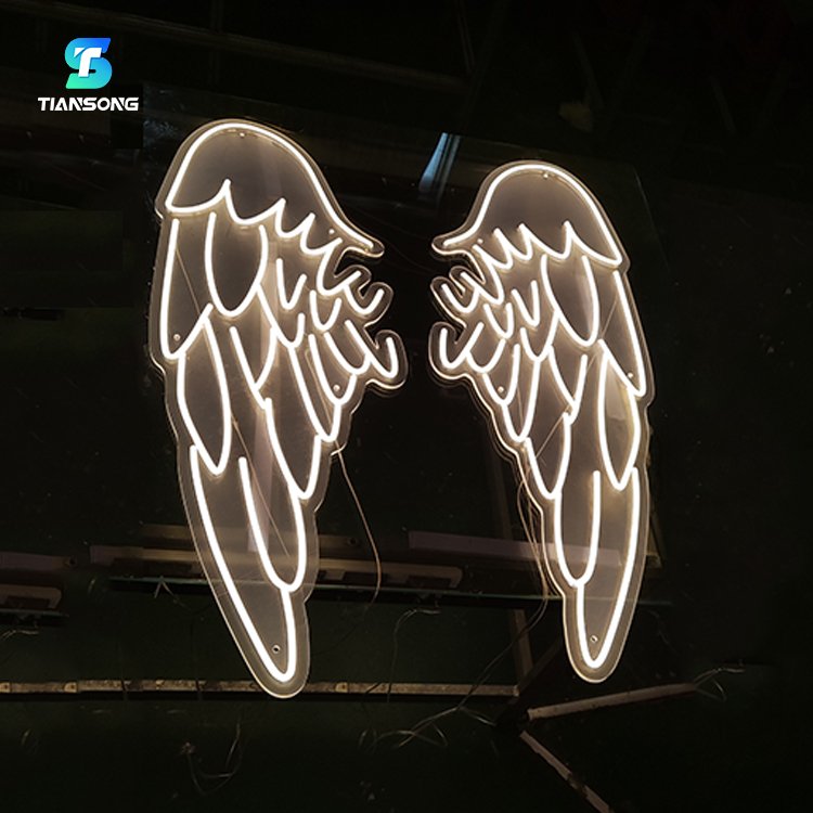 High Quality Angel Wings Neon Sign Custom Led Neon Lights Letter for Backdrop Decor Led Illuminated Wall Logo Sign