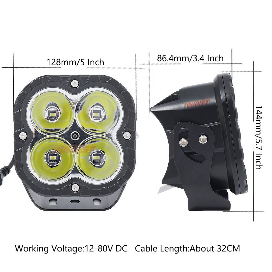 5 Inch White Yellow Spot LED Work Driving Head Fog Light for Car SUV Offroad ATV UTV BUS 12-80V