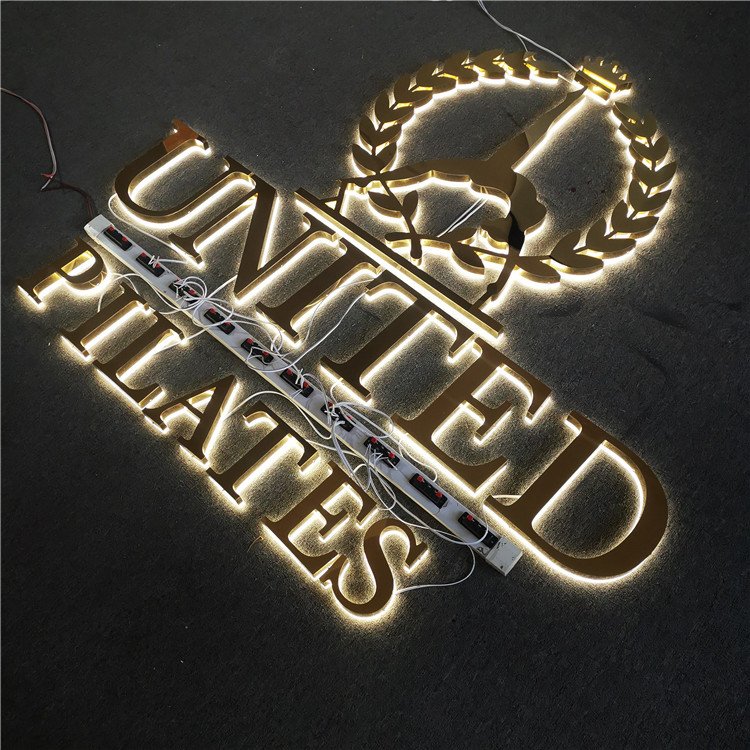 Outdoor Waterproof Golden Acrylic Backlit Led Letter Sign Wall Led Light 3D Backlit Logo Sign for Shopfront Illuminate Sign