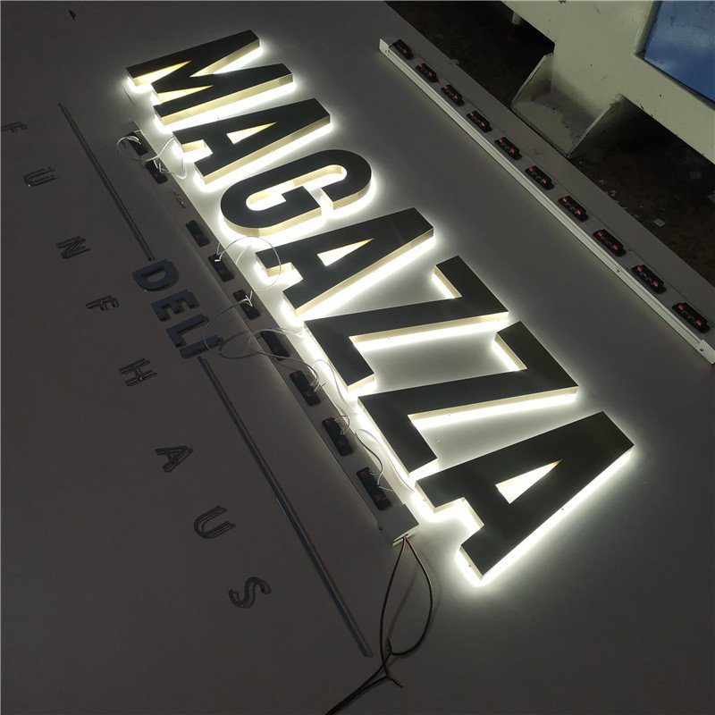 Outdoor Waterproof Golden Acrylic Backlit Led Letter Sign Wall Led Light 3D Backlit Logo Sign for Shopfront Illuminate Sign