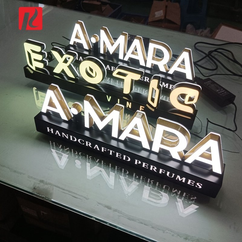 Kexian Custom Desk Lighting Table Top Sign LED Acrylic Letter Indoor Desk Top Company Logo Led Table Signage