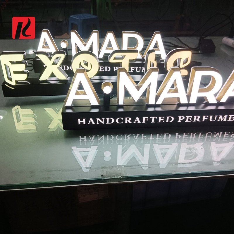 Kexian Custom Desk Lighting Table Top Sign LED Acrylic Letter Indoor Desk Top Company Logo Led Table Signage
