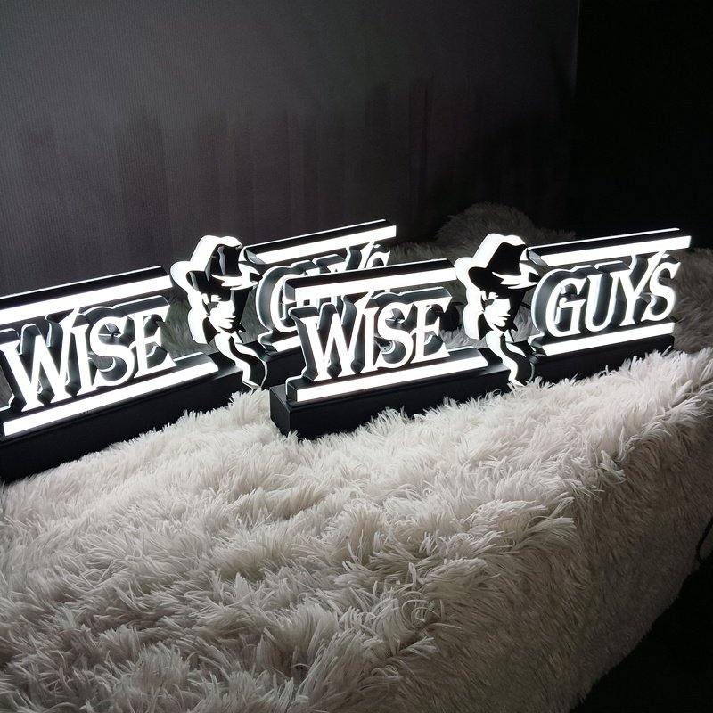 Kexian Custom Desk Lighting Table Top Sign LED Acrylic Letter Indoor Desk Top Company Logo Led Table Signage