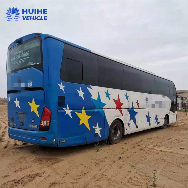 Used Second-Hand Yutong Diesel Bus for Sale Turbo Engine Manual Gearbox Hydraulic Steering System Fabric Seats Rear Camera Metal