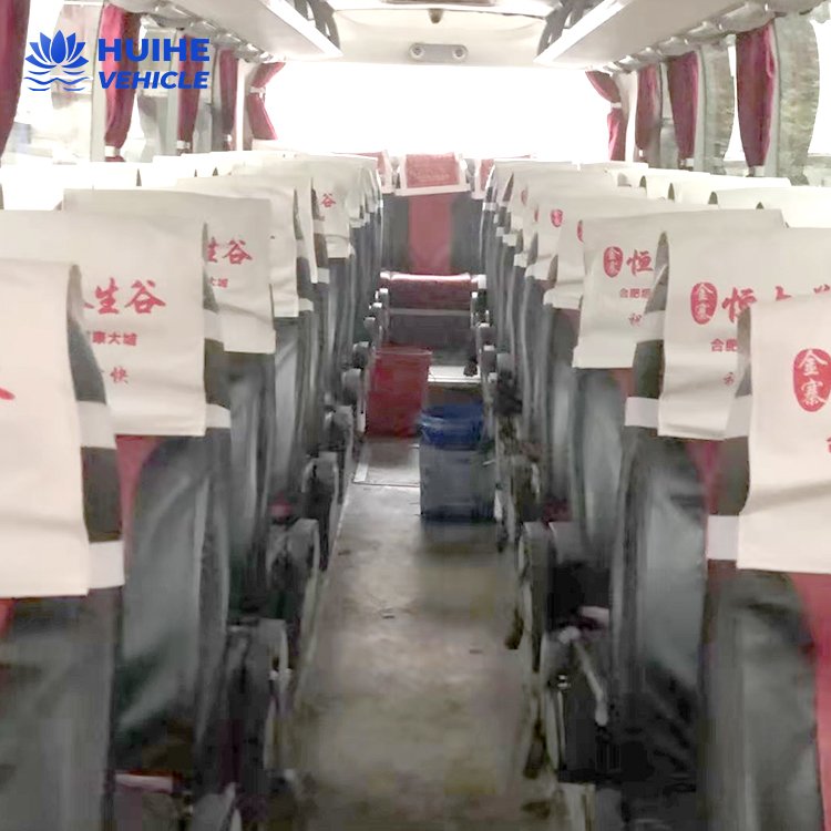 Used Second-Hand Yutong Diesel Bus for Sale Turbo Engine Manual Gearbox Hydraulic Steering System Fabric Seats Rear Camera Metal