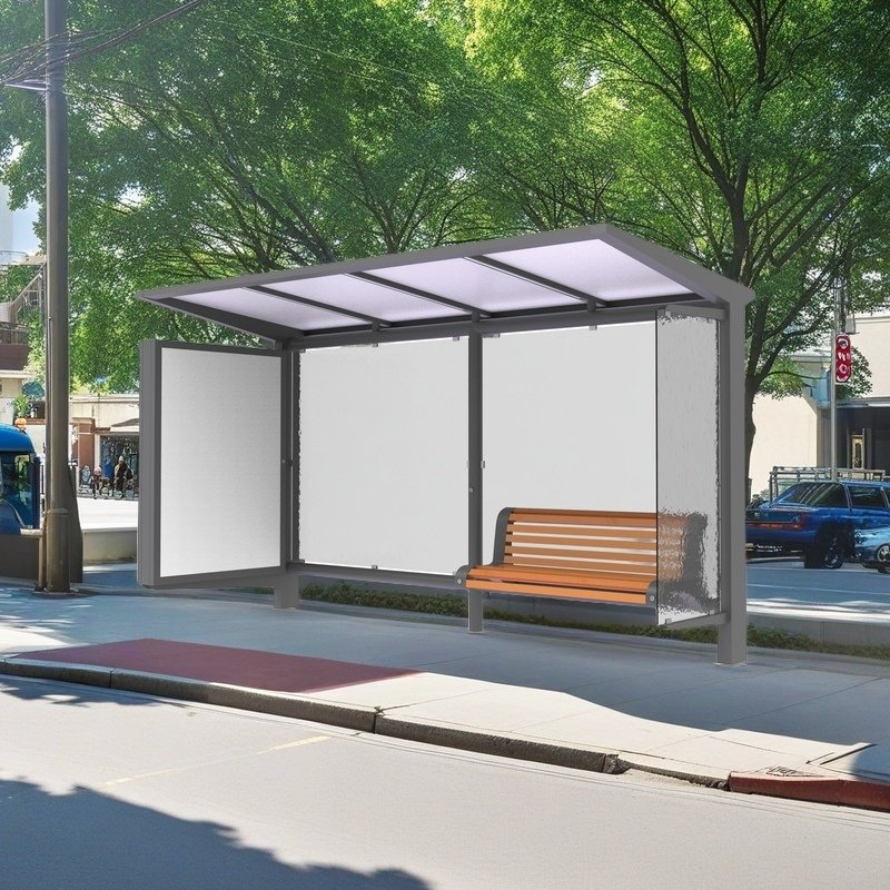 Futuristic Electric Bus Station with Futuristic Solar Panels and Charging Bus Station Shelter Kiosks Bus Station Intelligent