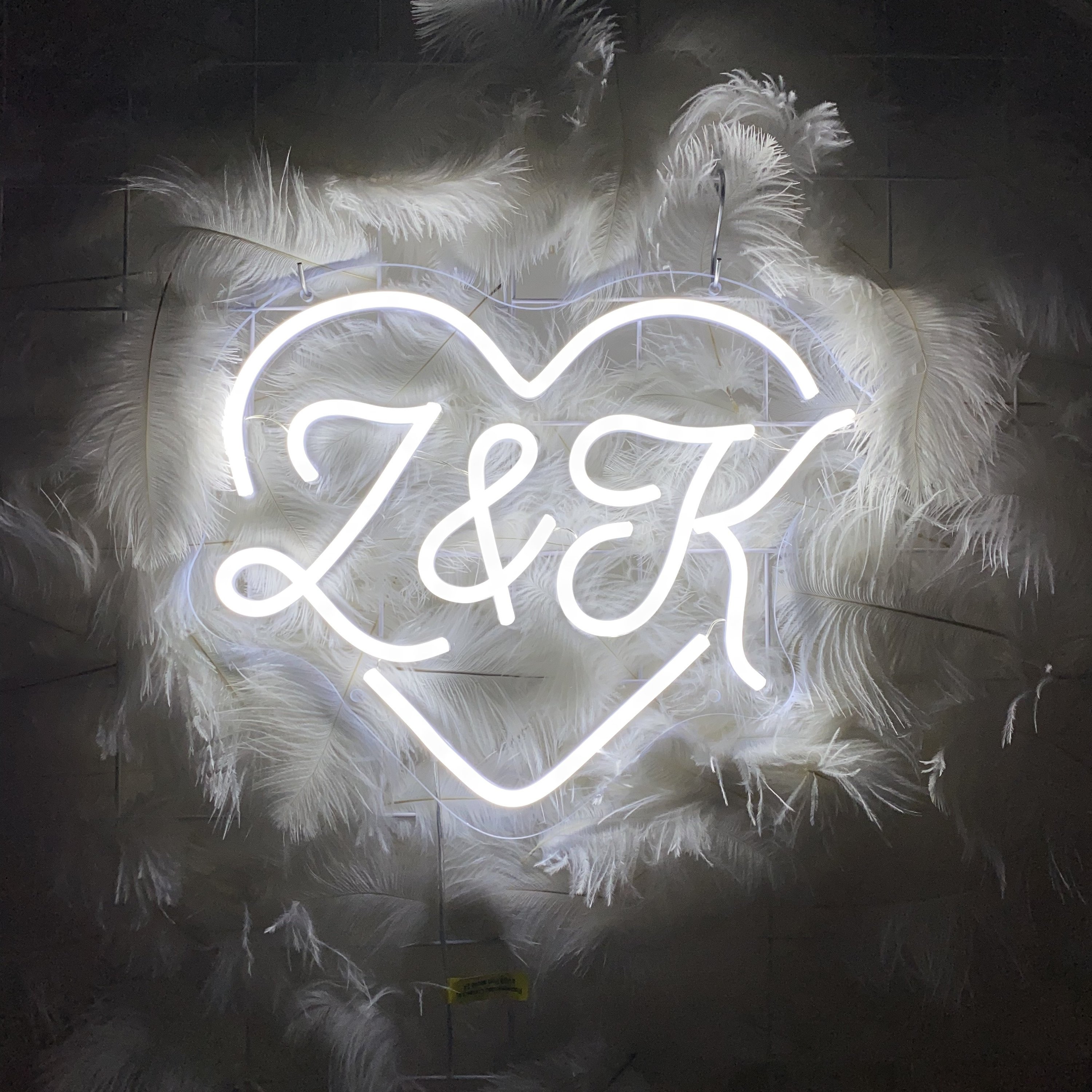 Custom Initials Heart Shape LED Neon Sign Last Name Neon Sign Acrylic LED Light for Home Wedding Party Bedroom Decor Art Sign