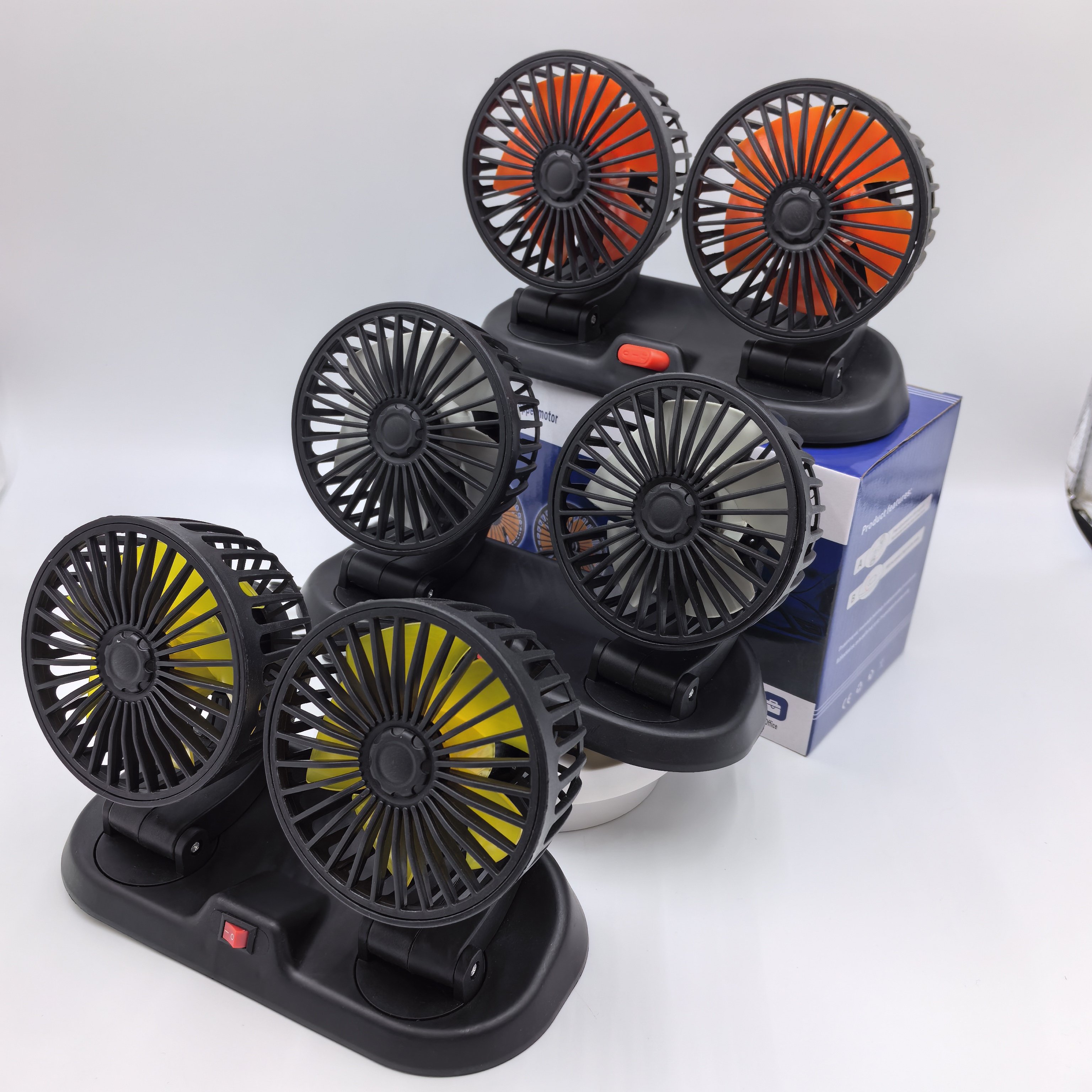 2023 Carfu Wholesale Car Interior Accessories 6 Inch Double Head Portable 12v Car Fan Ac-2316