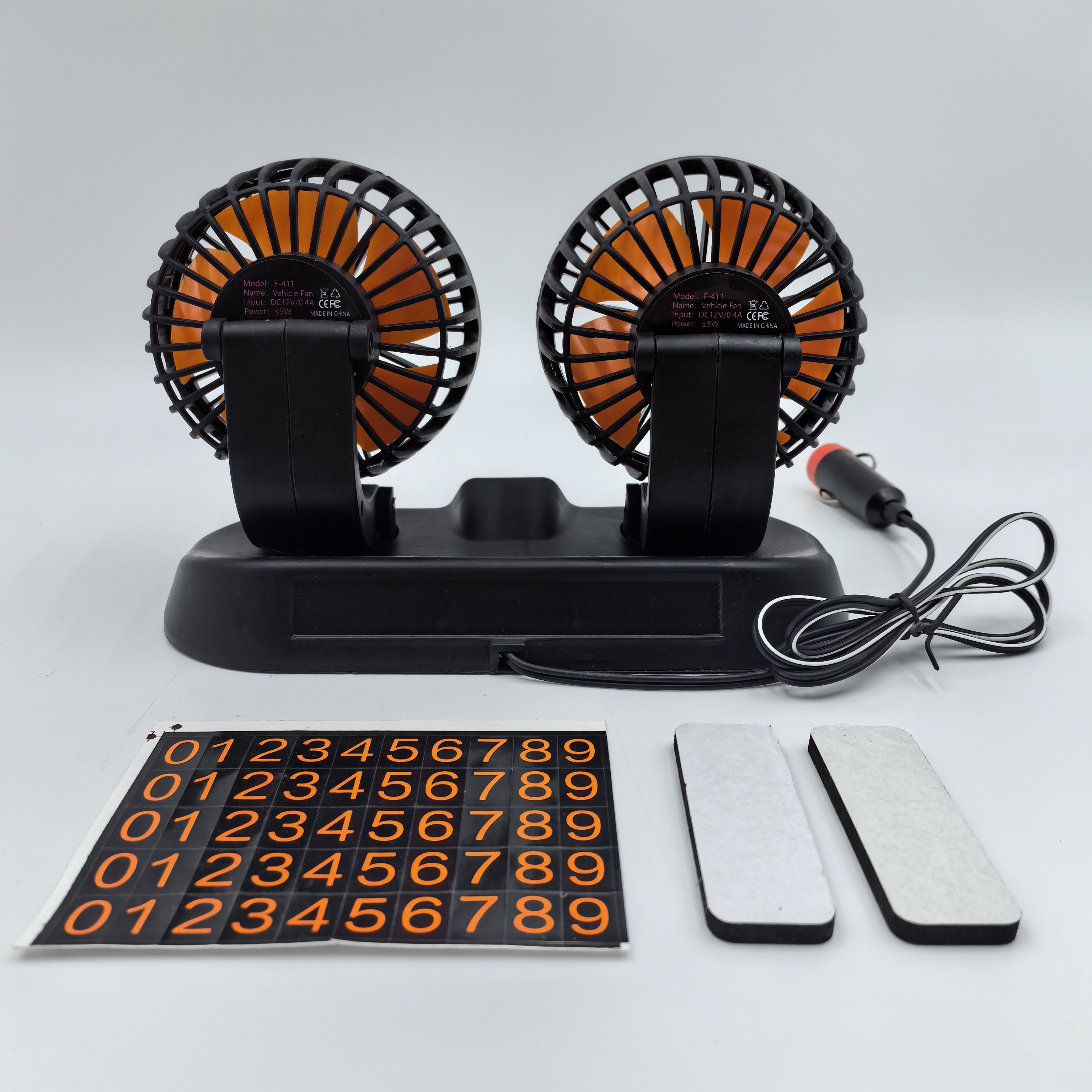 2023 Carfu Wholesale Car Interior Accessories 6 Inch Double Head Portable 12v Car Fan Ac-2316