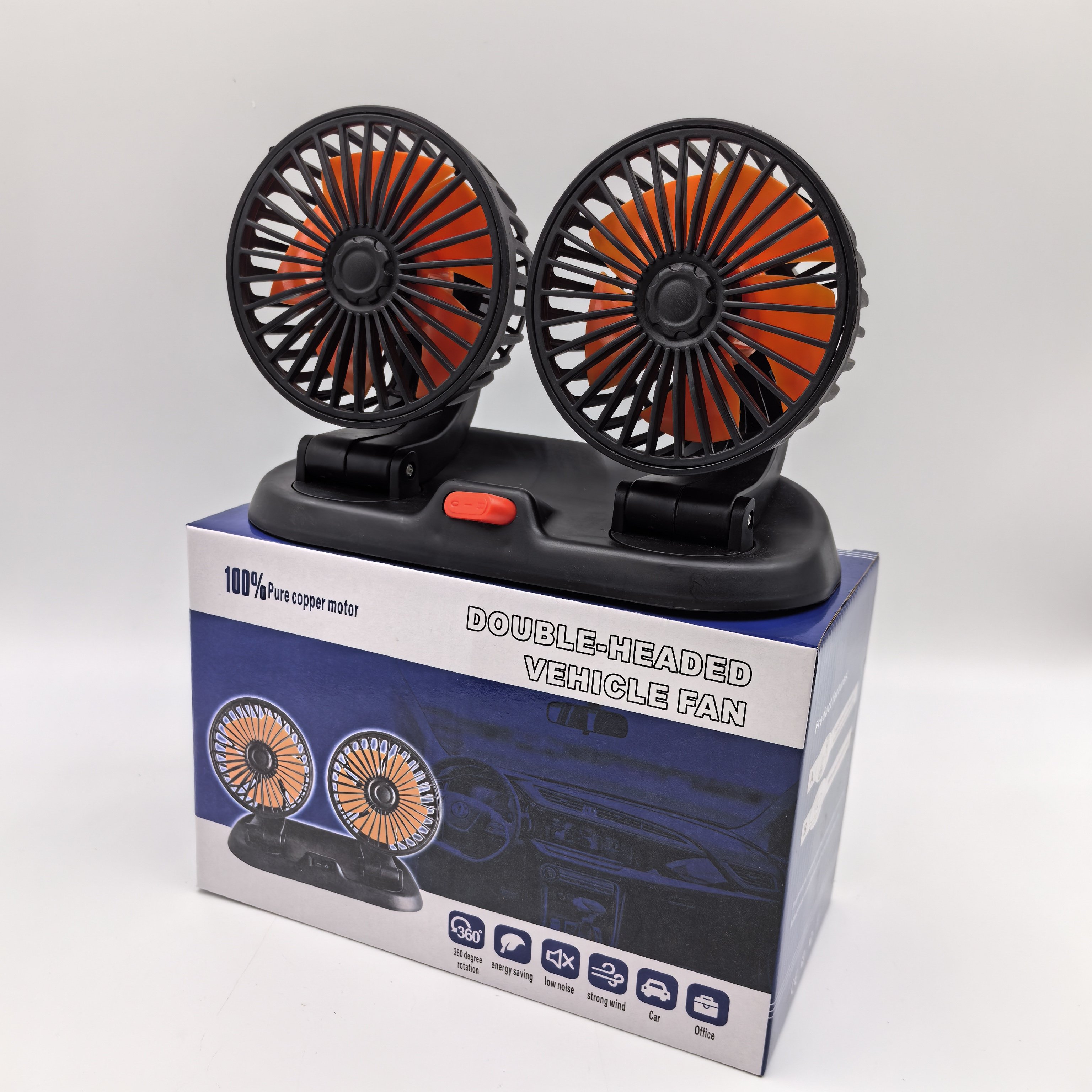2023 Carfu Wholesale Car Interior Accessories 6 Inch Double Head Portable 12v Car Fan Ac-2316