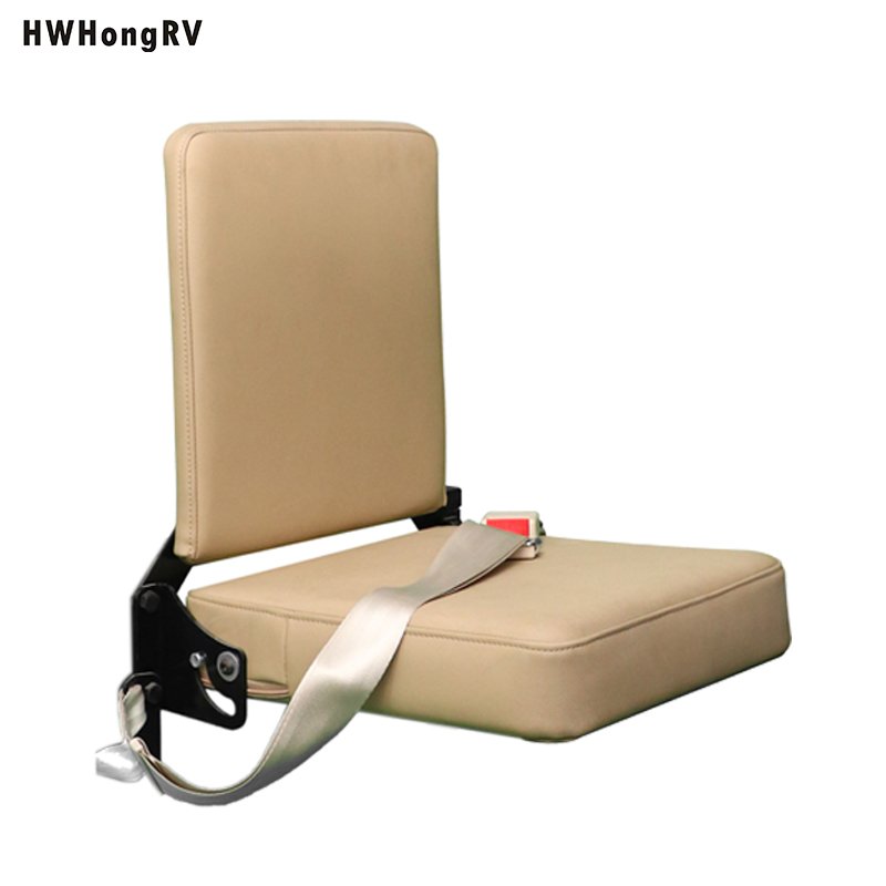 RV Wall Mount Fold-Down Seat for Ambulance MPV Bus & Car PVC Interior Jump Seats with Back Folding-Plus Seat Flapchair Model