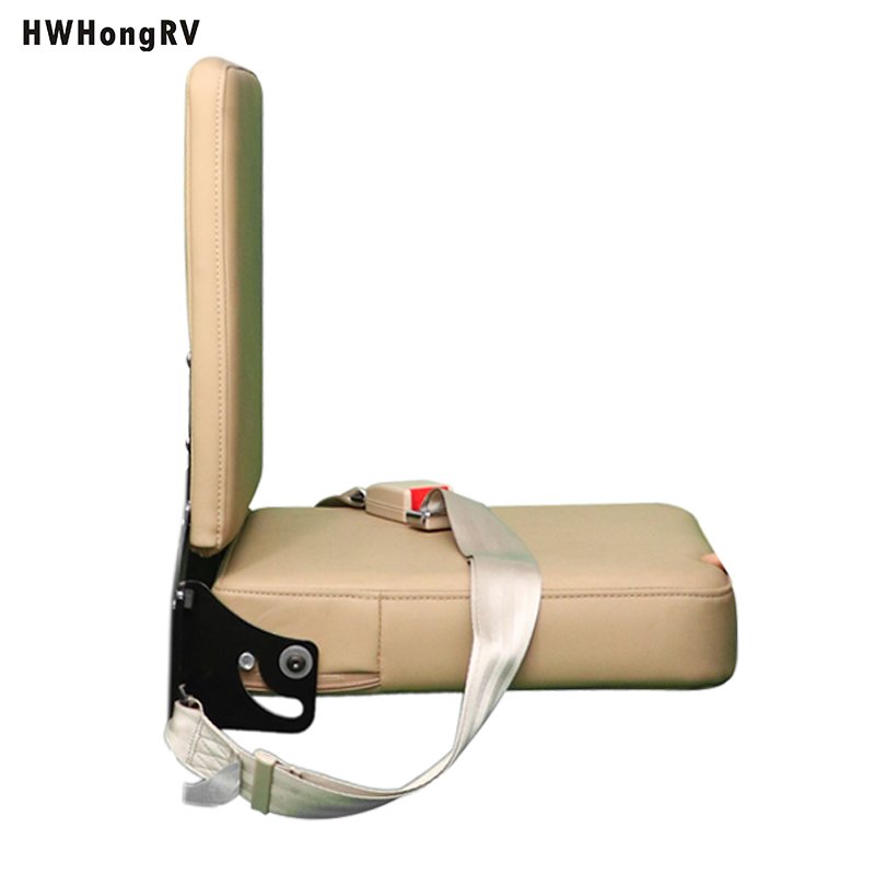 RV Wall Mount Fold-Down Seat for Ambulance MPV Bus & Car PVC Interior Jump Seats with Back Folding-Plus Seat Flapchair Model